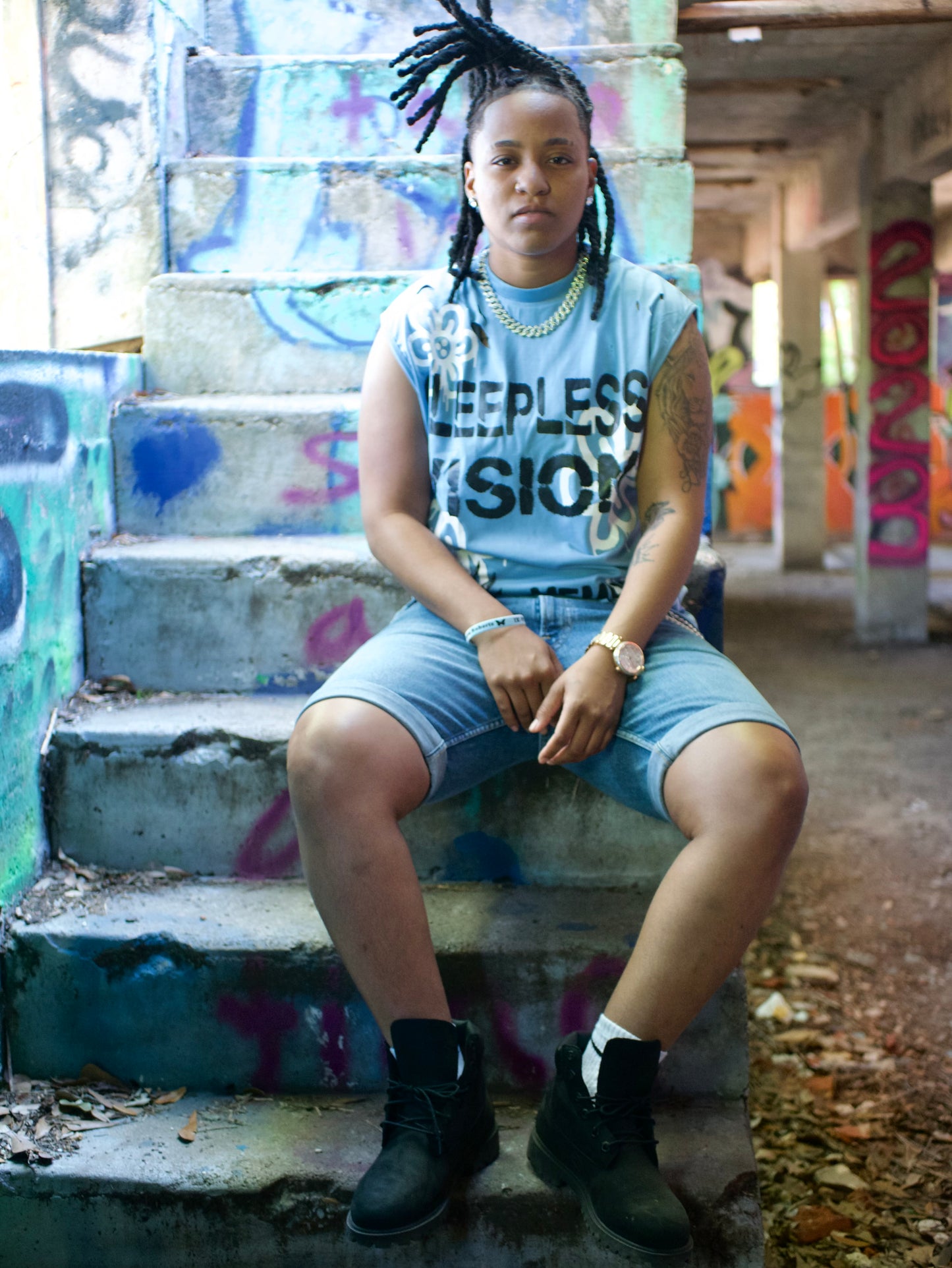 Skye blue GHET sleeveless tee